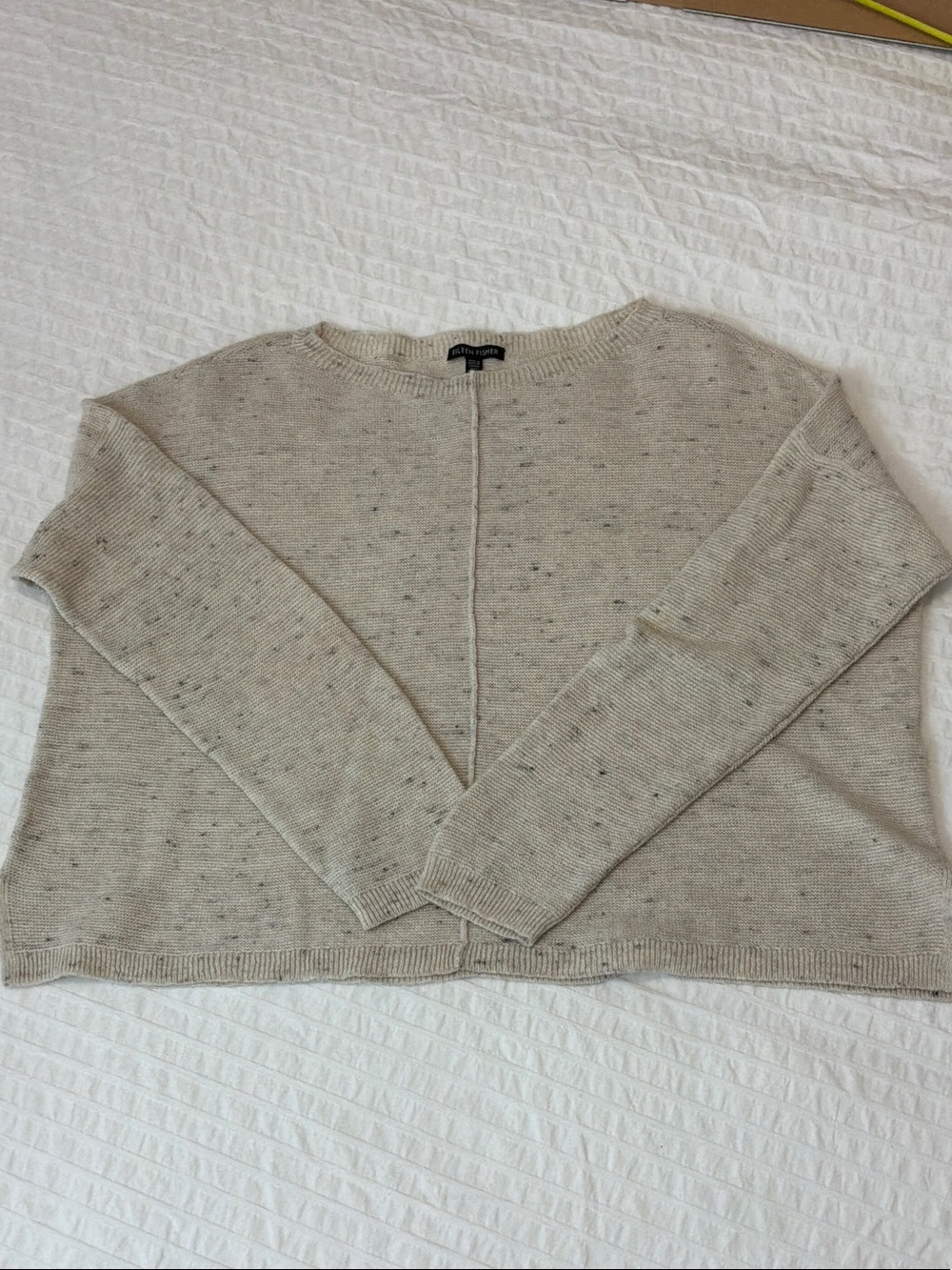 Eileen Fisher Tan Gray Flecked Long Sleeved Sweater